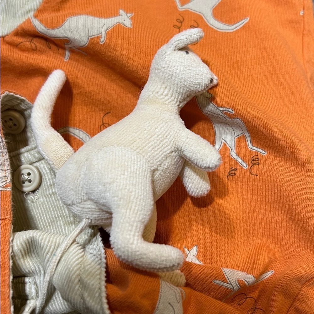 HTF Gymboree Vintage Kangaroo print overalls with stuffed kangaroo size 3-6M - Picture 11 of 14